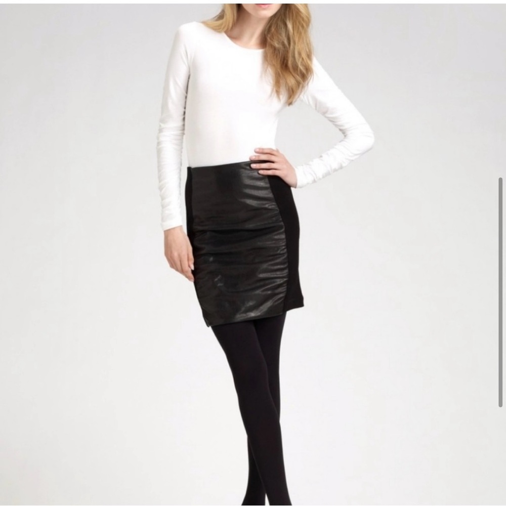 theory irmena black skirt with leather NWT